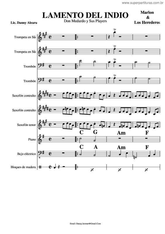 Partitura da música Lamento Del Indio
