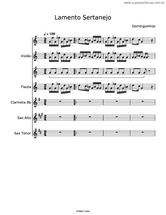 Partitura da música Lamento Sertanejo – Dominguinhos v.5