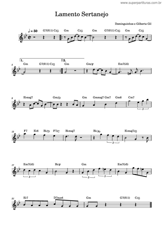 Partitura da música Lamento Sertanejo v.9