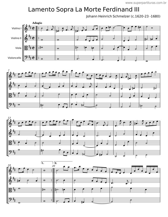 Partitura da música Lamento Sopra La Morte Di Ferdinand Iii – Johann Heinrich Schmelzer