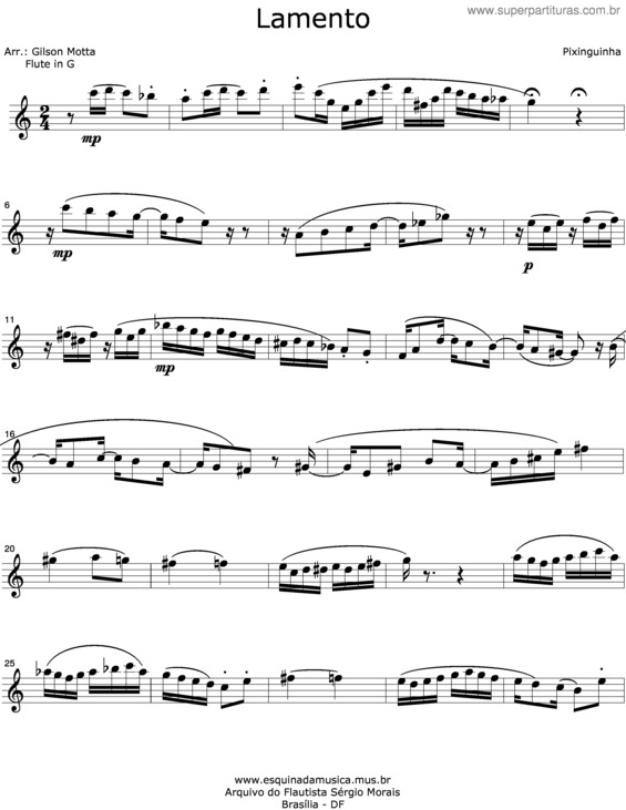 Partitura da música Lamento v.2