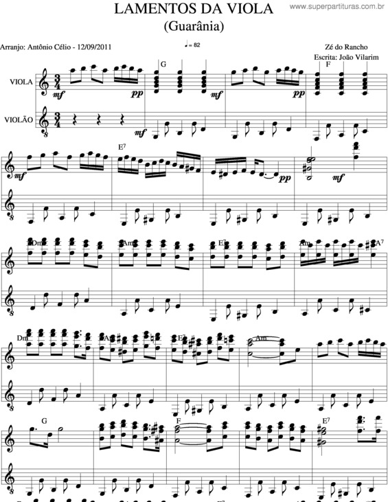 Partitura da música Lamentos Da Viola
