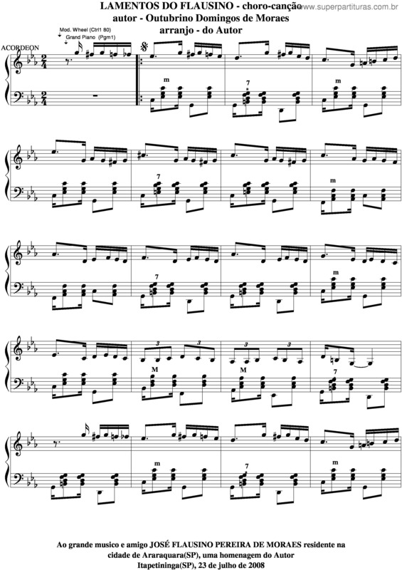 Partitura da música Lamentos Do Flausino v.2