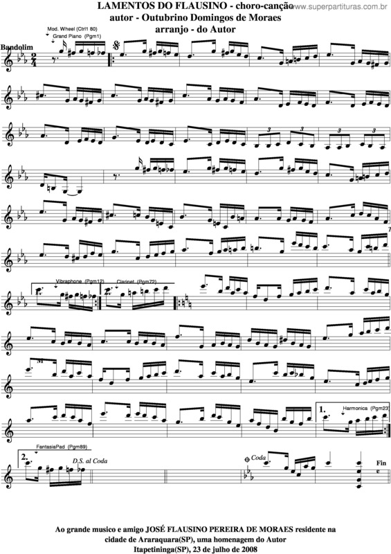 Partitura da música Lamentos Do Flausino v.3