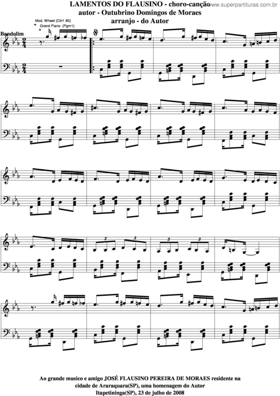 Partitura da música Lamentos Do Flausino v.4