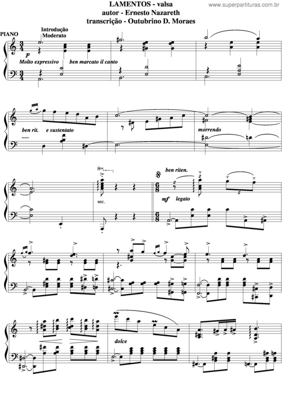 Partitura da música Lamentos v.10