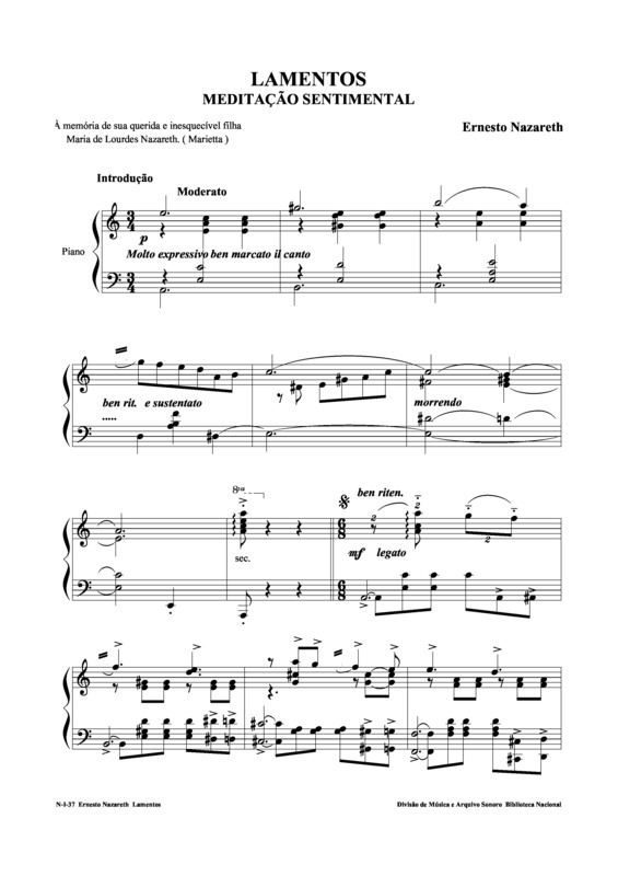 Partitura da música Lamentos v.12