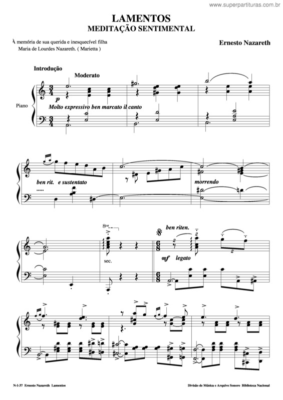 Partitura da música Lamentos v.2