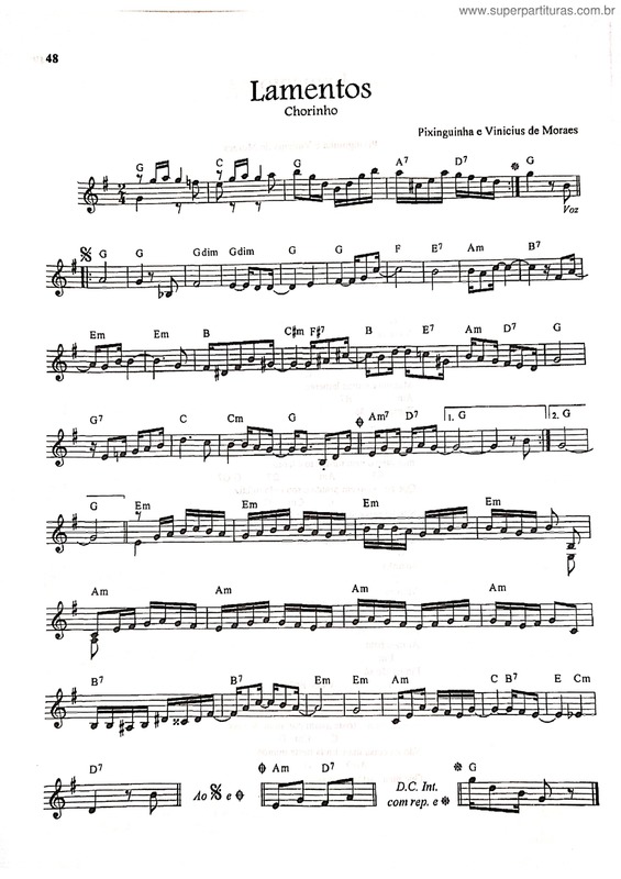 Partitura da música Lamentos v.21