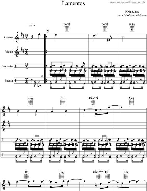 Partitura da música Lamentos v.4