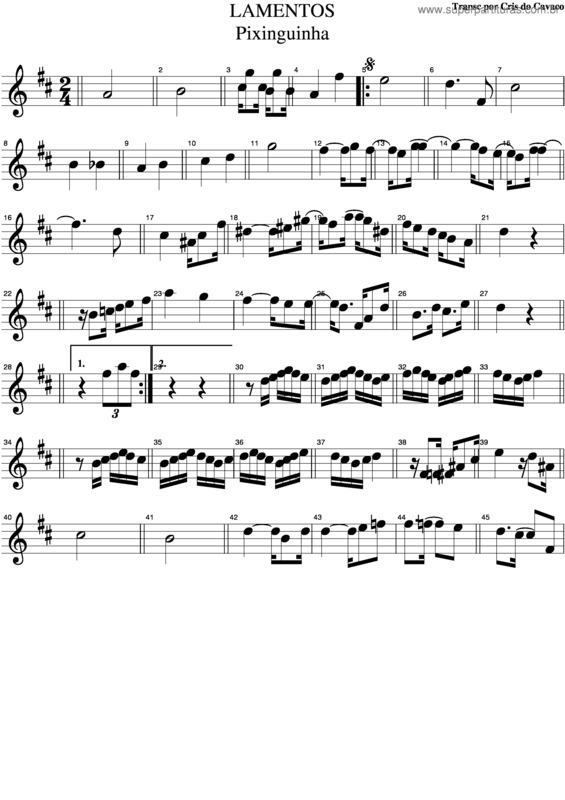 Partitura da música Lamentos v.5