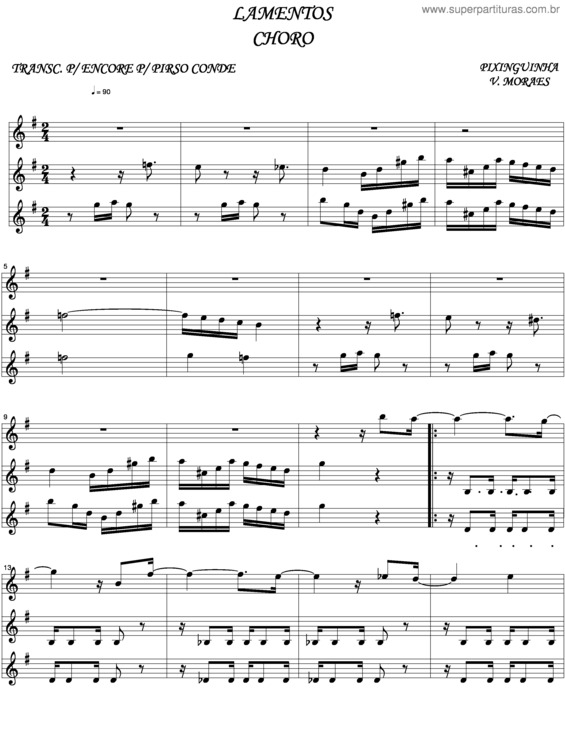 Partitura da música Lamentos v.6