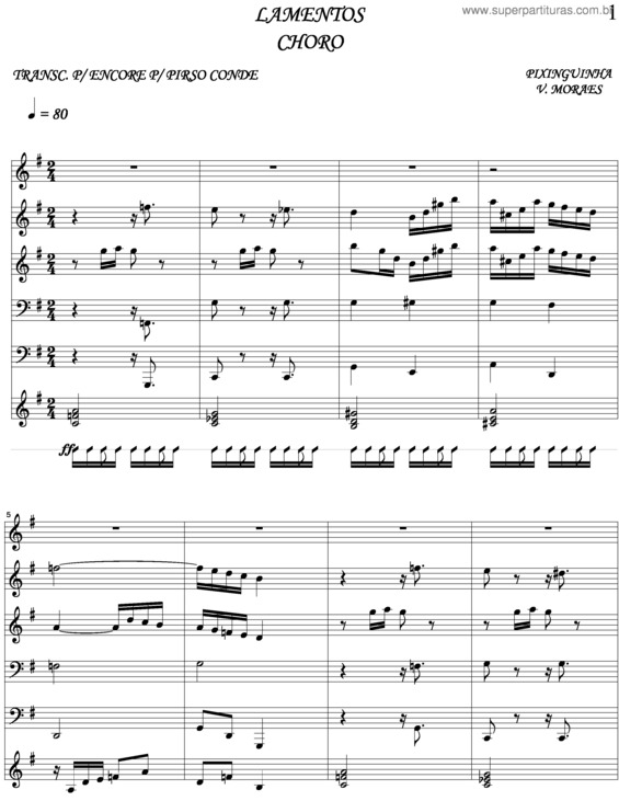 Partitura da música Lamentos v.7