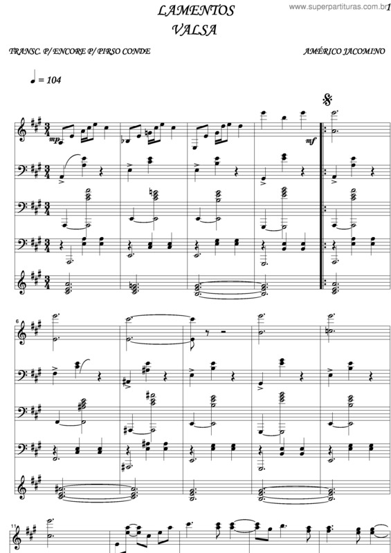 Partitura da música Lamentos v.9