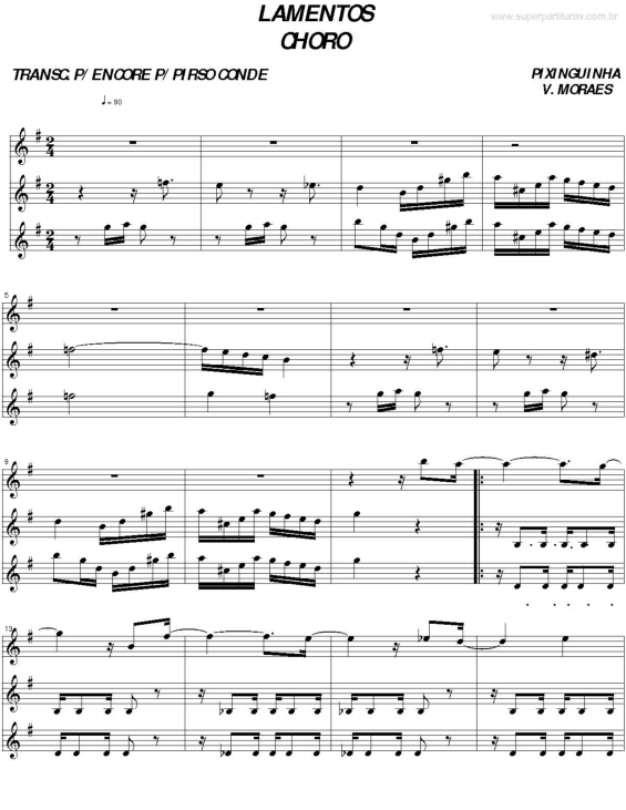 Partitura da música Lamentos