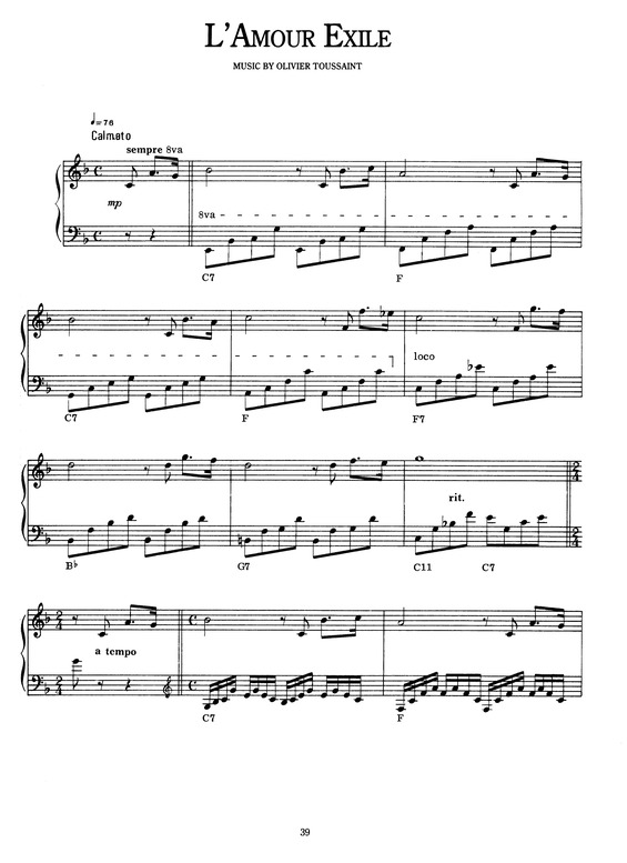 Partitura da música LAmour Exile