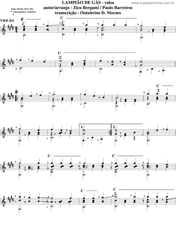 Partitura da música Lampião De Gas v.3