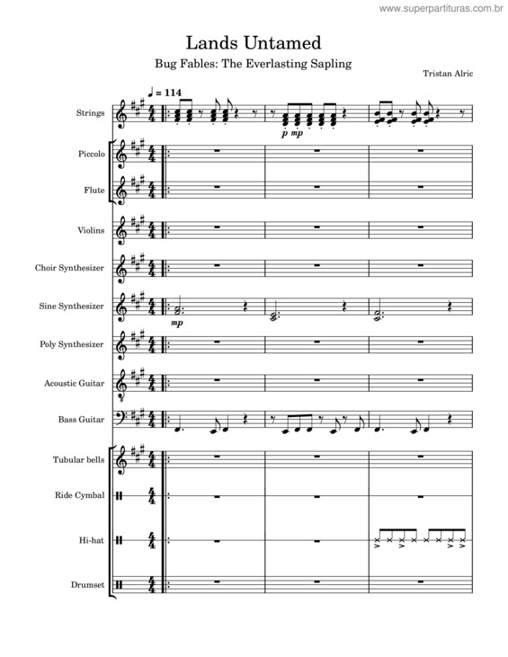 Partitura da música Lands Untamed – Bug Fables
