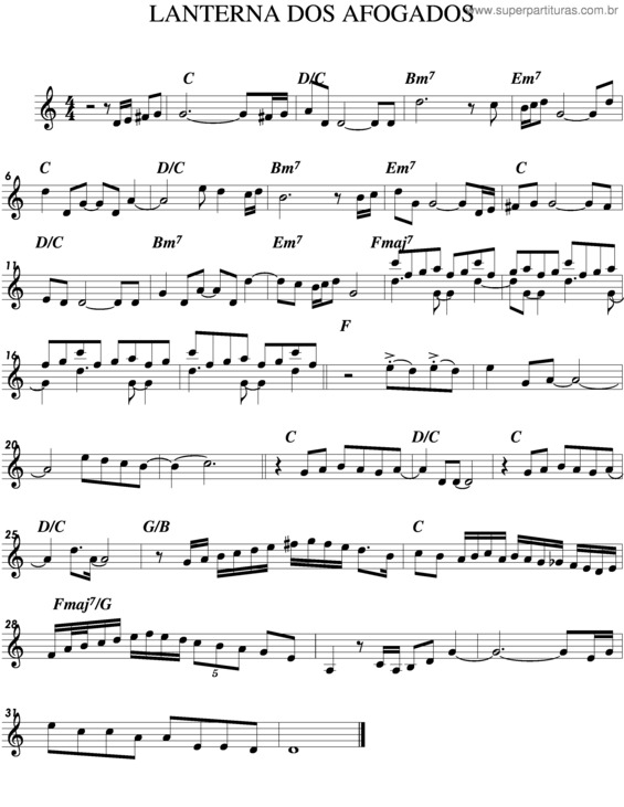 Partitura da música Lanterna Dos Afogados v.3