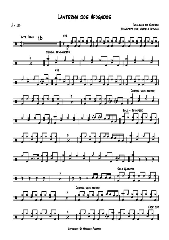 Partitura da música Lanterna dos Afogados v.7