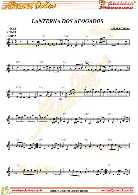 Partitura da música Lanterna Dos Afogados v.8
