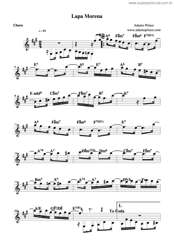 Partitura da música Lapa Morena