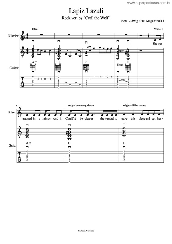Partitura da música Lapiz Lazuli Rock Ver.