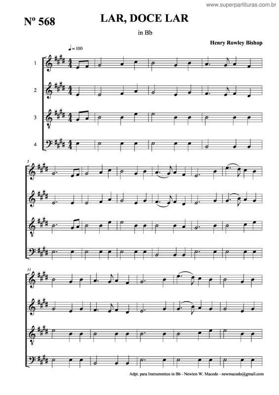 Partitura da música Lar, Doce Lar v.2