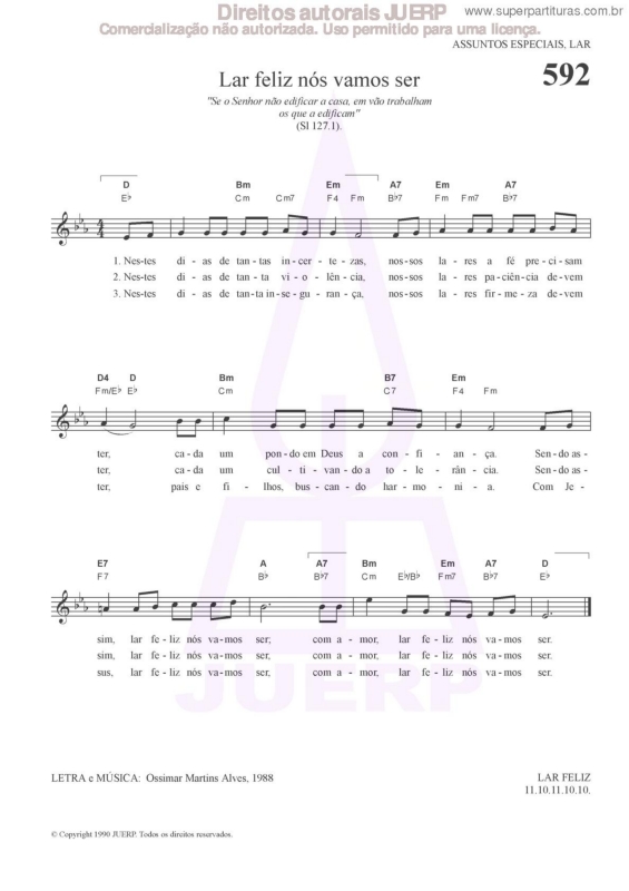 Partitura da música Lar Feliz Nós Vamos Ser - 592 HCC