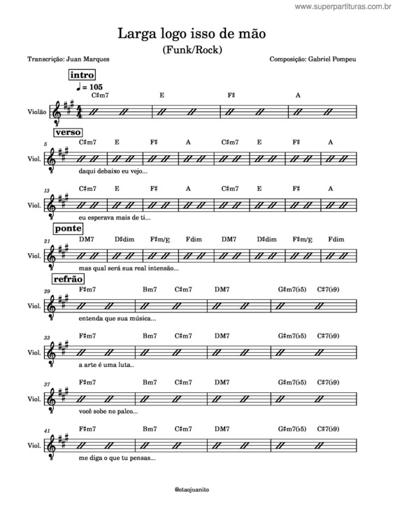 Partitura da música Larga Logo Isso De Mão