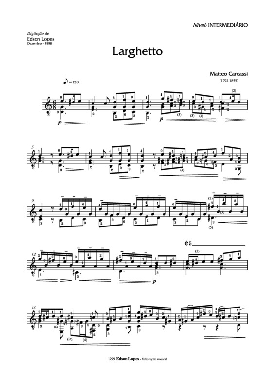 Partitura da música Larghetto v.5