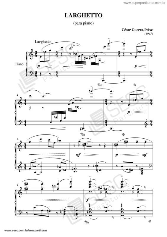 Partitura da música Larghetto