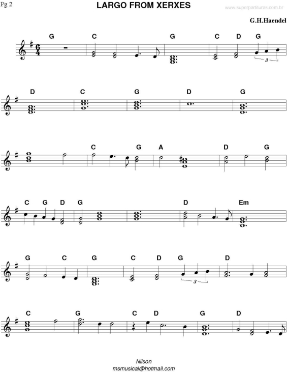 Partitura da música Largo from Xerxes