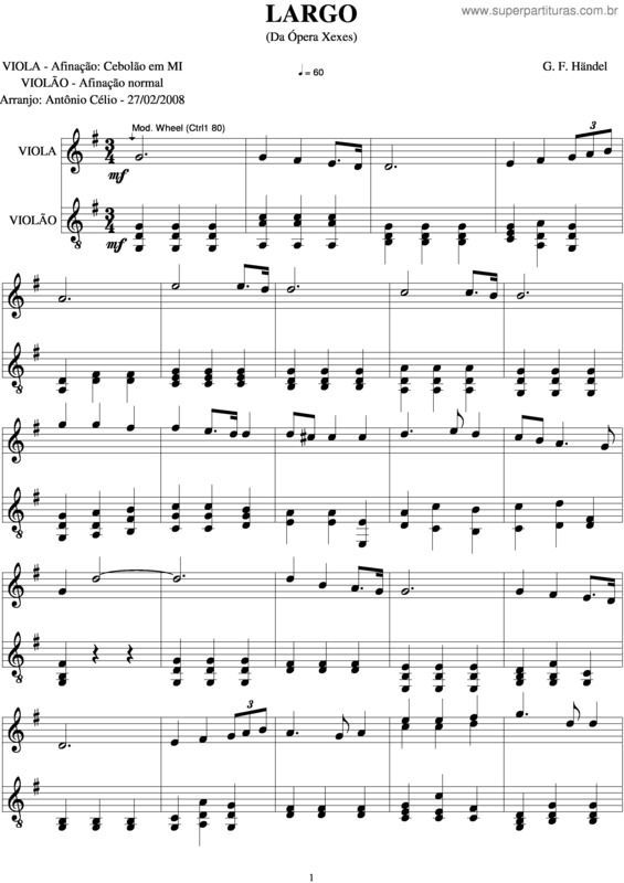 Partitura da música Largo v.2