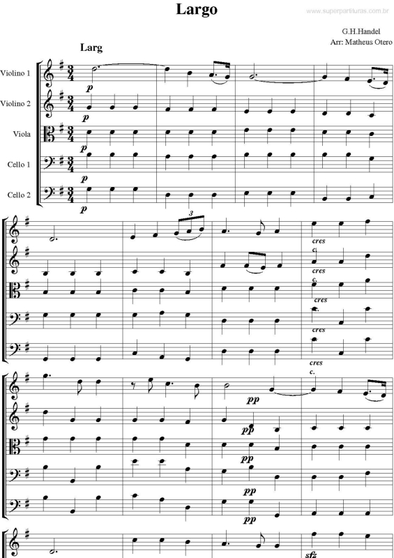 Partitura da música Largo