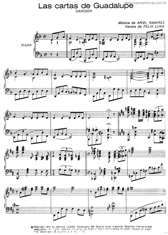 Partitura da música Las Cartas De Guadalupe