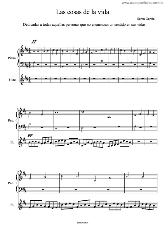 Partitura da música Las Cosas De La Vida