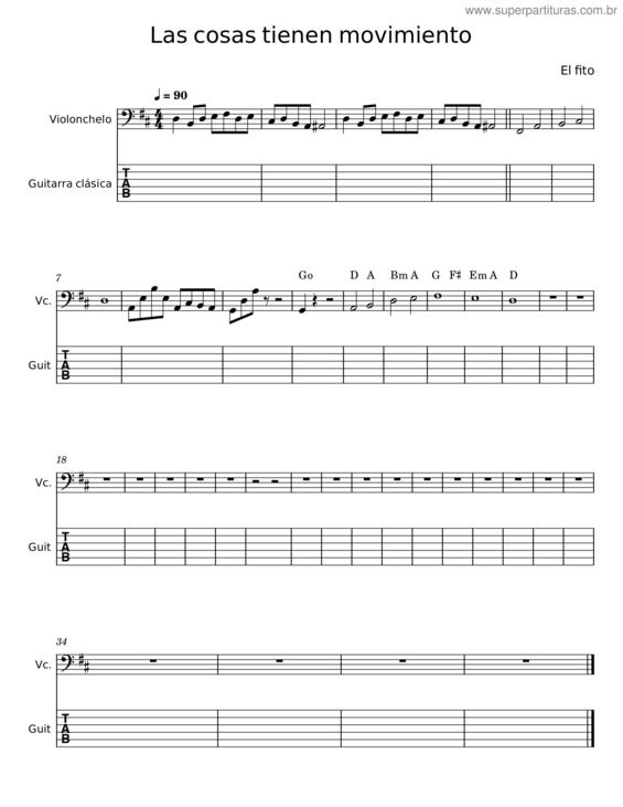 Partitura da música Las Cosas Tienen Movimiento – Fito Páez v.2