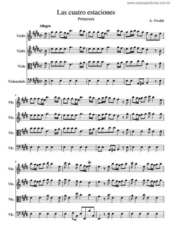 Partitura da música Las Cuatro Estaciones