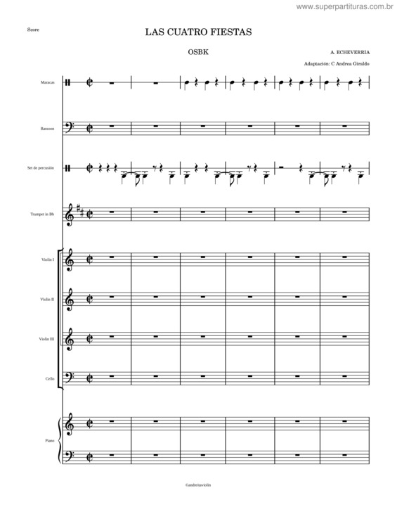 Partitura da música Las Cuatro Fiestas