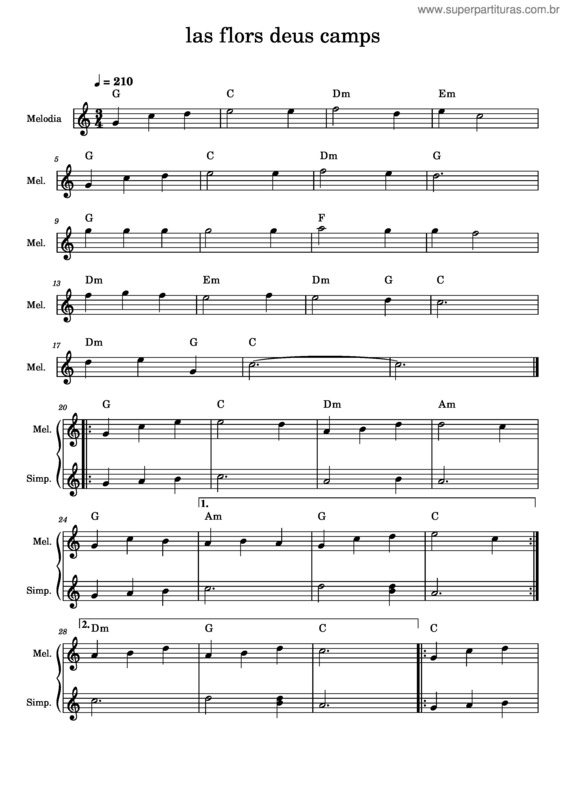 Partitura da música Las Flors Deus Camps