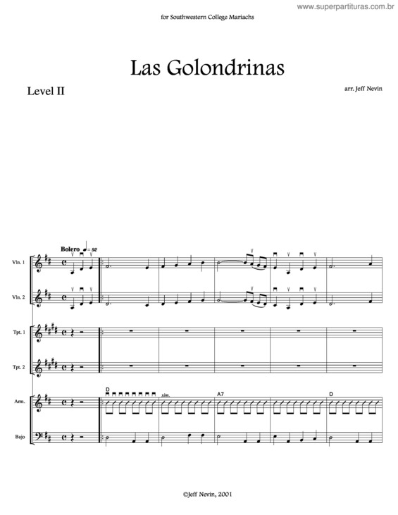 Partitura da música Las Golondrinas