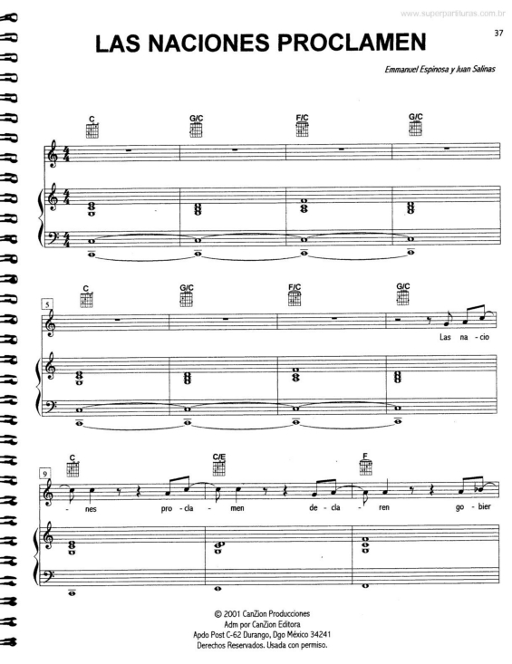 Partitura da música Las Naciones Proclamen