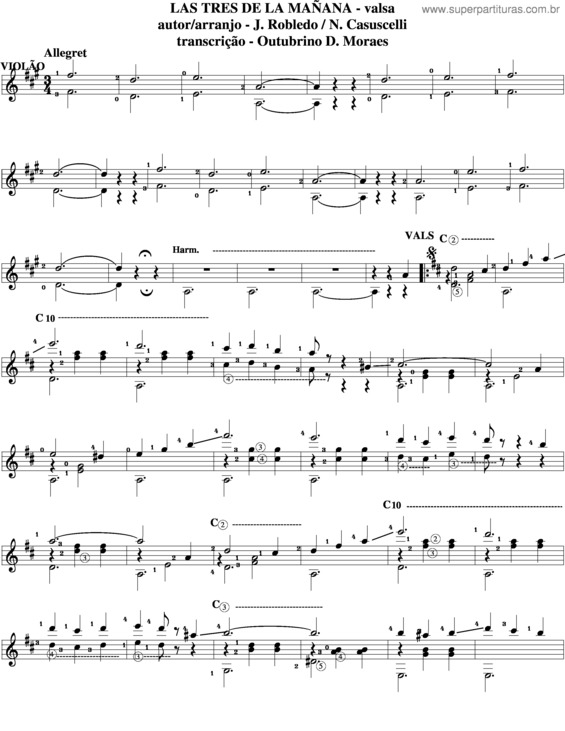 Partitura da música Las Três De La Mañana