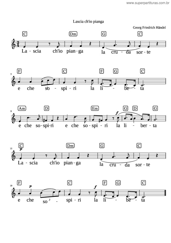 Partitura da música Lascia La Spina