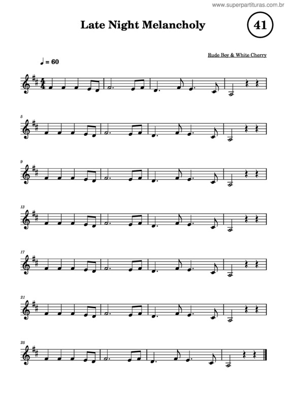 Partitura da música Late Night Melancholy  – Rude Boy & White Cherry