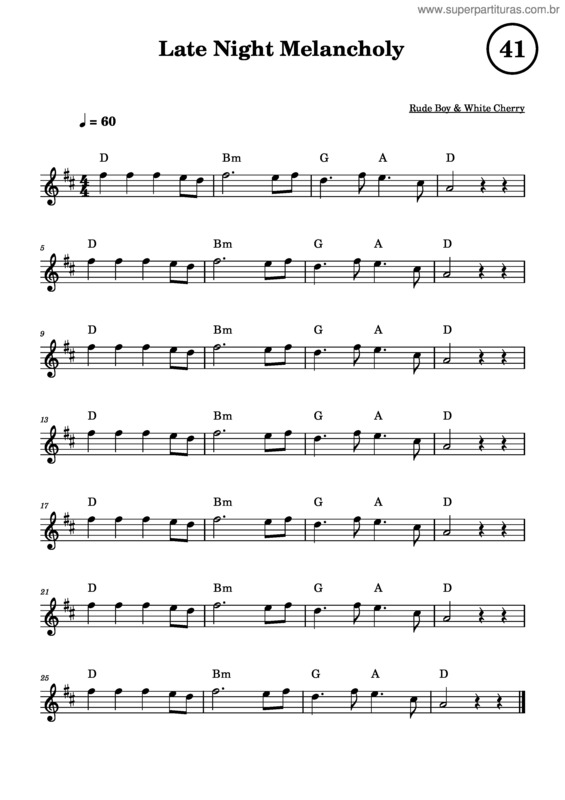 Partitura da música Late Night Melancholy – Rude Boy & White Cherry v.2