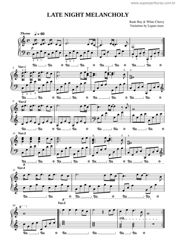 Partitura da música Late Night Melancholy – Rude Boy & White Cherry