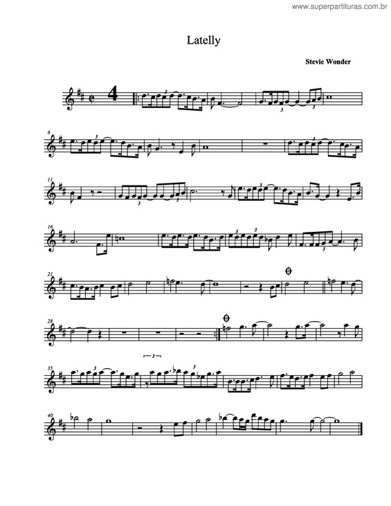 Partitura da música Latelly