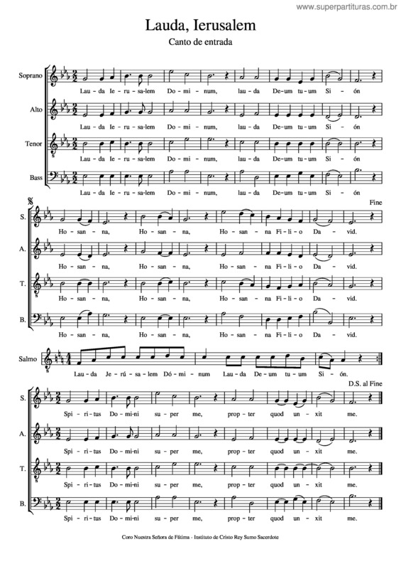 Partitura da música Lauda, Ierusalem – Anónimo